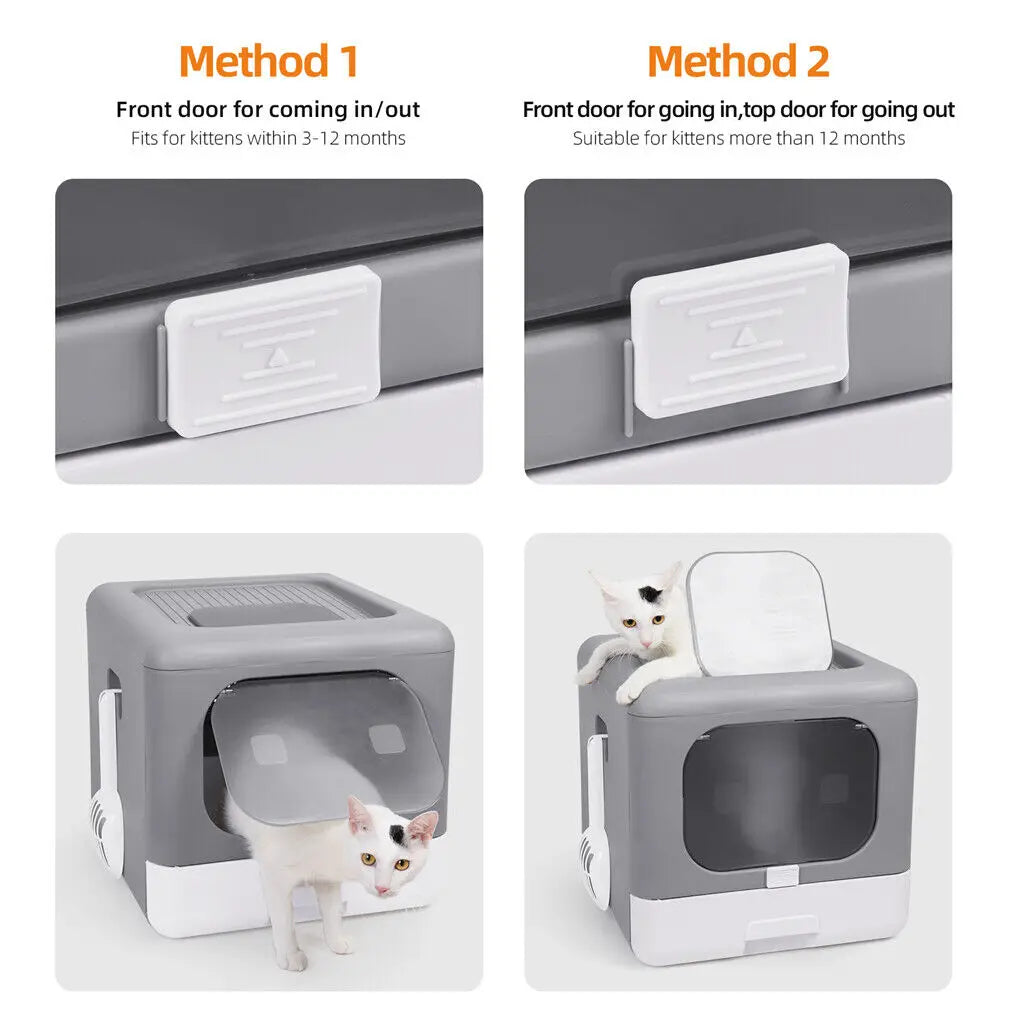Foldable Cat Litter Box with Plastic Scoop