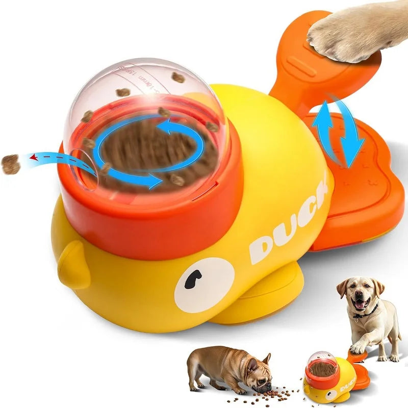 Engaging Dog Food Feeder: Fun Cartoon Duck Design Puzzle Toy for Dogs and Cats - Anti-Slip Automatic Snack Dispenser