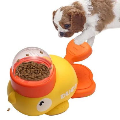 Engaging Dog Food Feeder: Fun Cartoon Duck Design Puzzle Toy for Dogs and Cats - Anti-Slip Automatic Snack Dispenser
