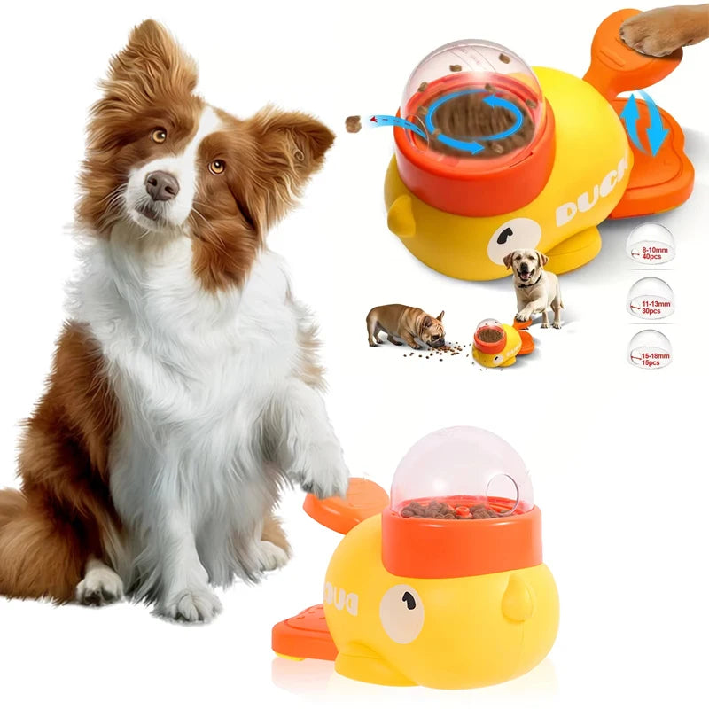 Engaging Dog Food Feeder: Fun Cartoon Duck Design Puzzle Toy for Dogs and Cats - Anti-Slip Automatic Snack Dispenser