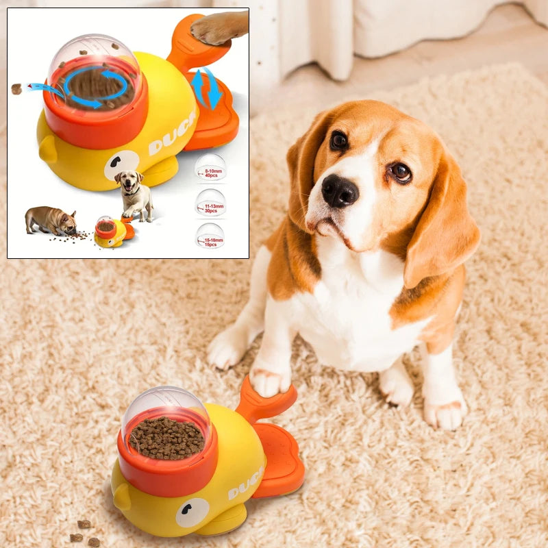 Engaging Dog Food Feeder: Fun Cartoon Duck Design Puzzle Toy for Dogs and Cats - Anti-Slip Automatic Snack Dispenser