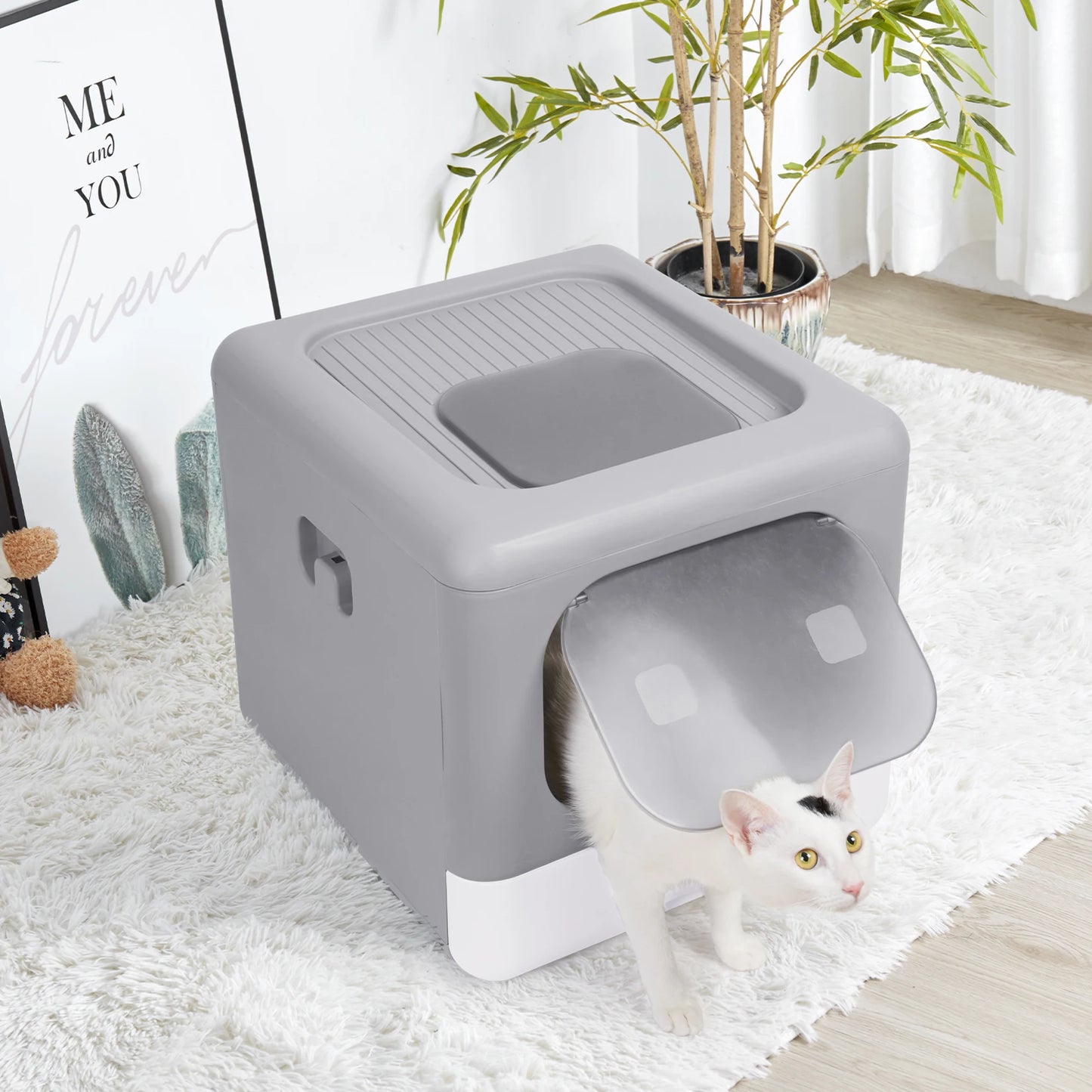 Foldable Cat Litter Box with Plastic Scoop