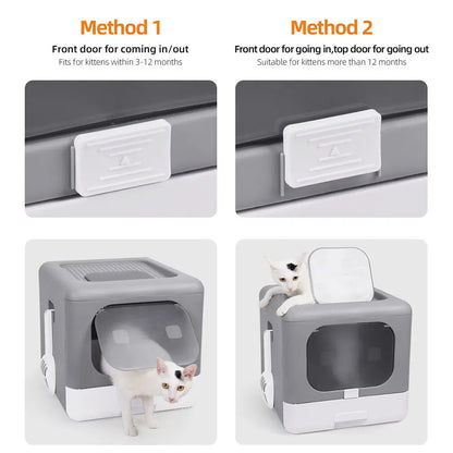 Foldable Cat Litter Box with Plastic Scoop