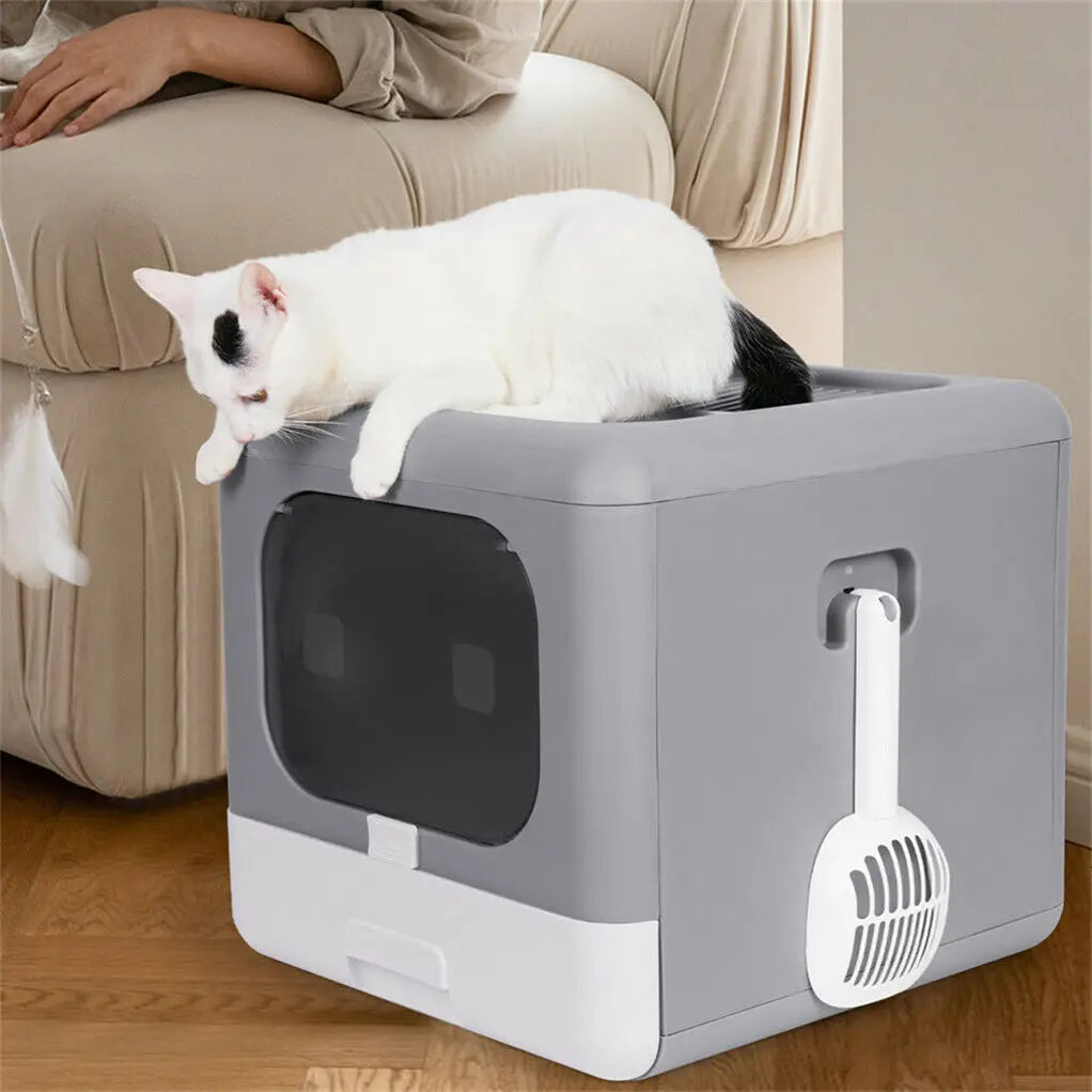 Foldable Cat Litter Box with Plastic Scoop