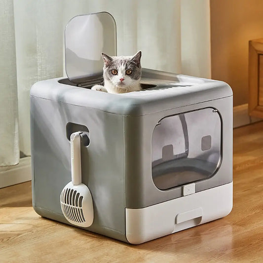 Foldable Cat Litter Box with Plastic Scoop