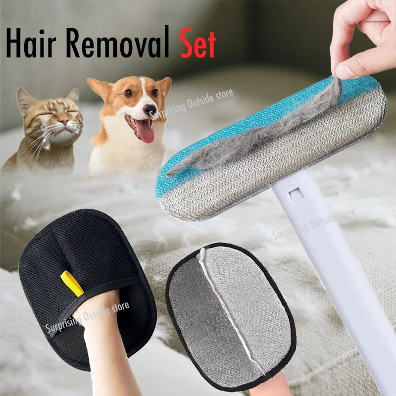 Effortless Pet Hair Removal Set - Reusable Double-Sided Grooming Gloves for Dogs and Cats - Perfect for Carpets and Sofas